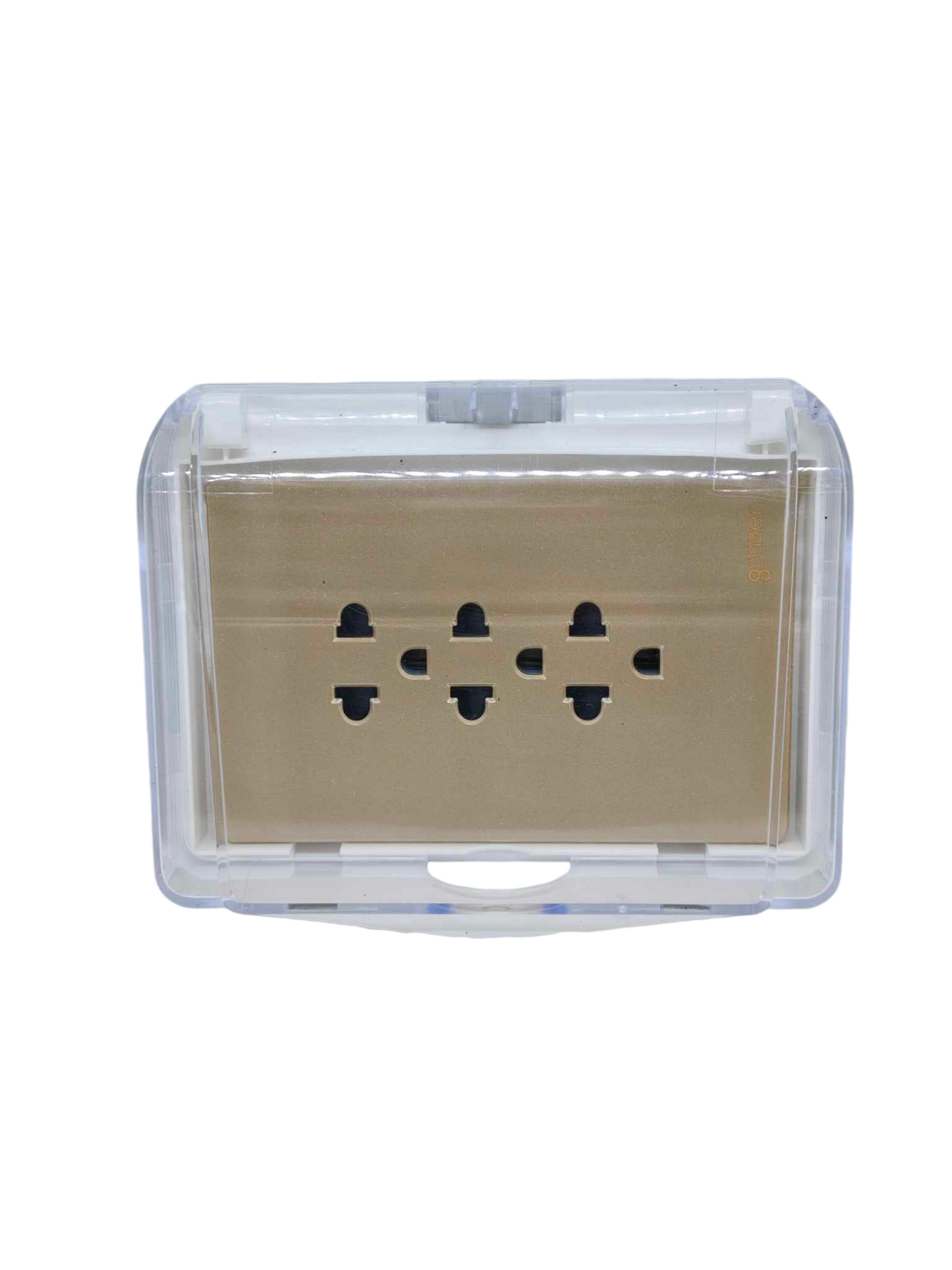 Grazen Weatherproof Plate Cover with 3 Gang Universal Outlet with Ground 16A 220V WC-019-W+GW-011