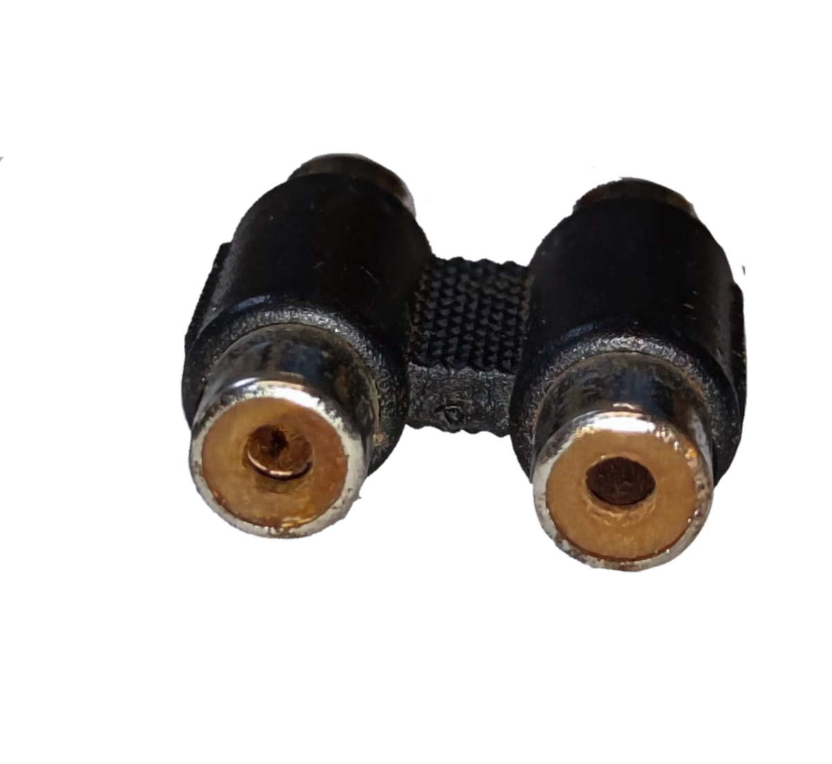 Female RCA to female RCA connector for audio and video equipment connectivity