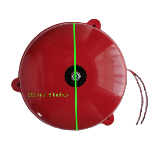 Grippes Fire Alarm Bell 8 Inch 200mm red circular fire alarm with wiring for safety systems