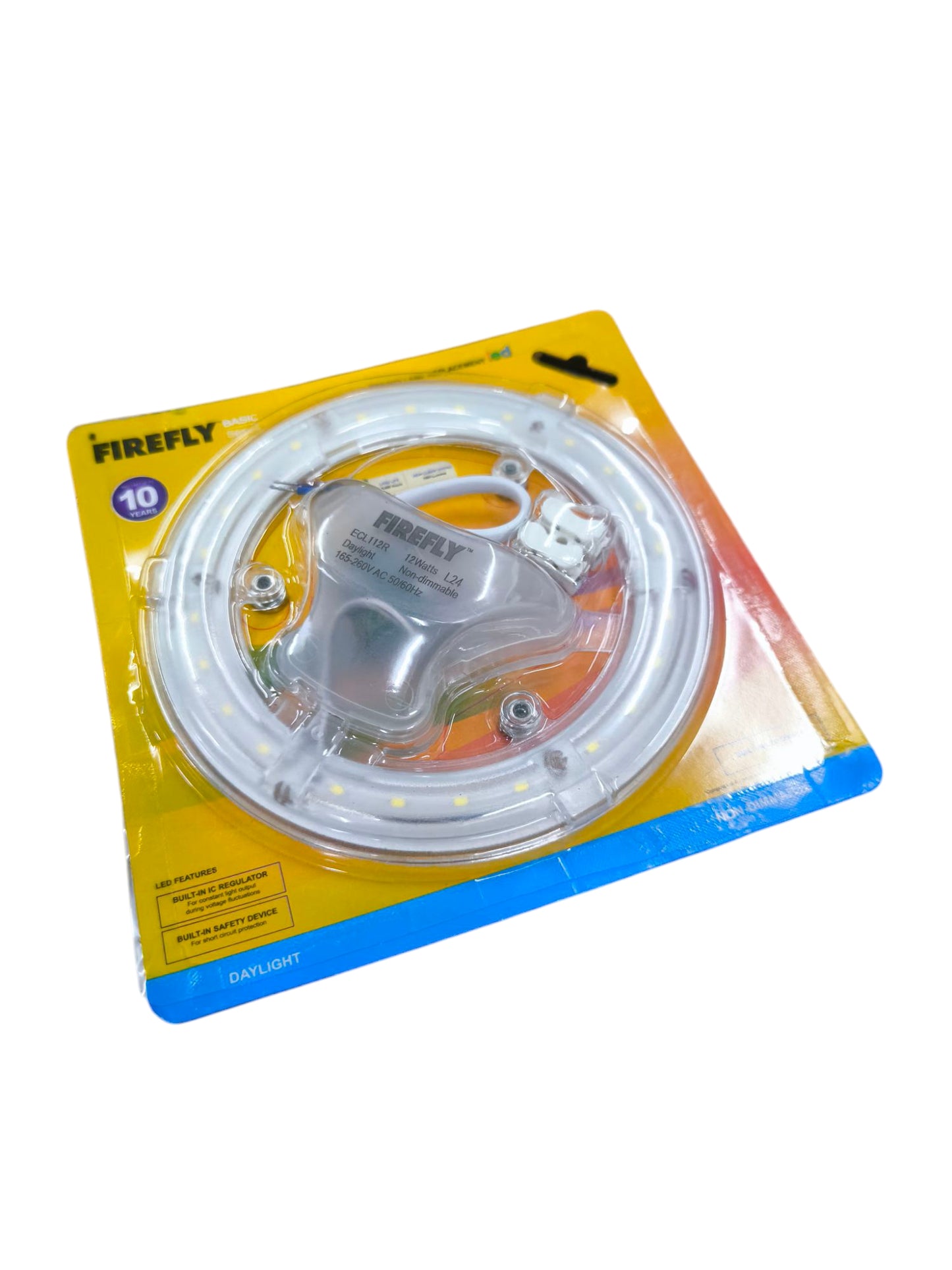 Firefly 12W LED ceiling lamp in round daylight design with integrated LED ring and mounting hardware