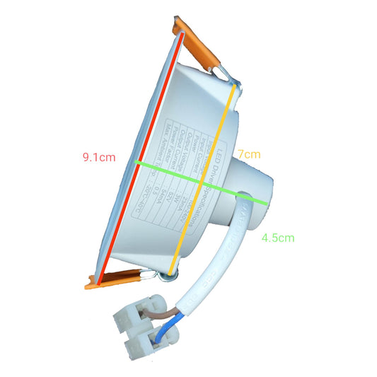 Technical diagram of a ceiling light fixture with dimensions labeled on a white background