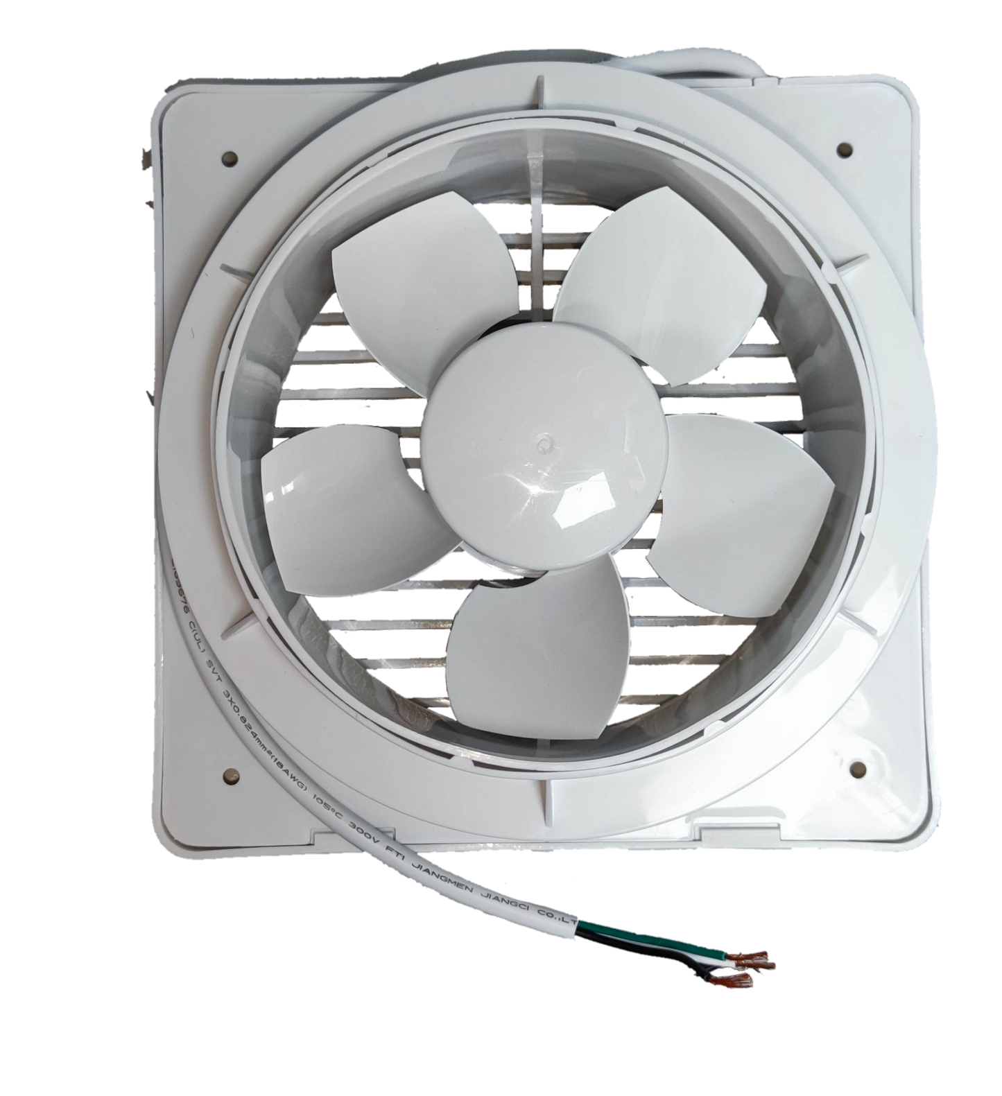 6 inch exhaust fan 220V by Electx Electrical Supply with white blades and square frame