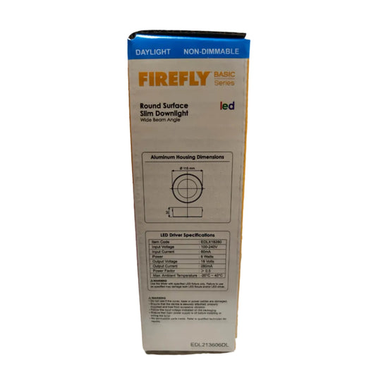 Firefly 6W LED Downlight Surface Type round slim daylight non dimmable ceiling light packaging box