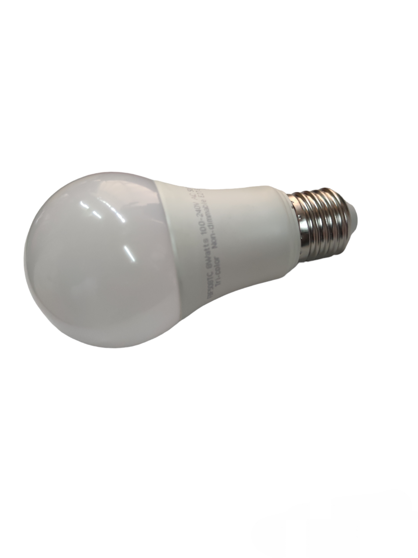 Firefly 8W tri color LED bulb with standard screw base and frosted white finish