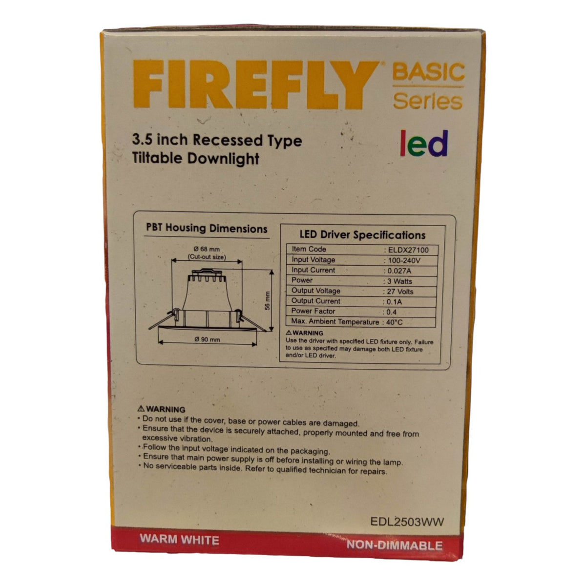 Firefly 3.5 Inches LED Downlight Swivel Type Round 220V Tiltable Available in Daylight and Warm White 3W or 5W EDL2505 EDL2503