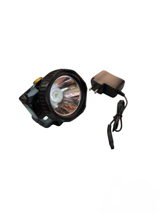 Firefly rechargeable head lamp with charger featuring a bright LED and durable design
