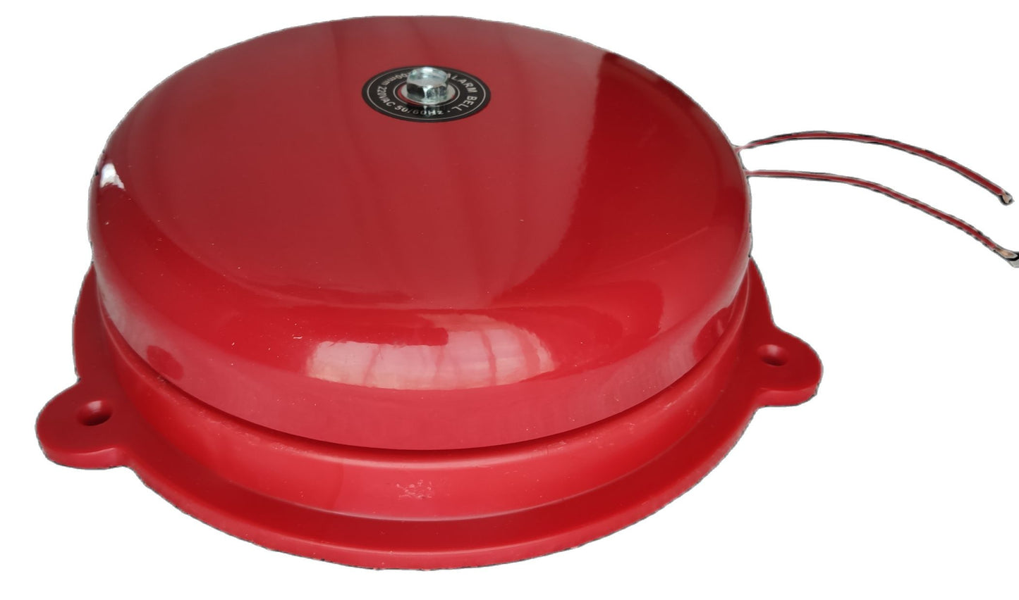 Grippes red alarm bell for fire alarms and detectors 6 Inches Round Bell 24V 150mm with mounting ears and wires