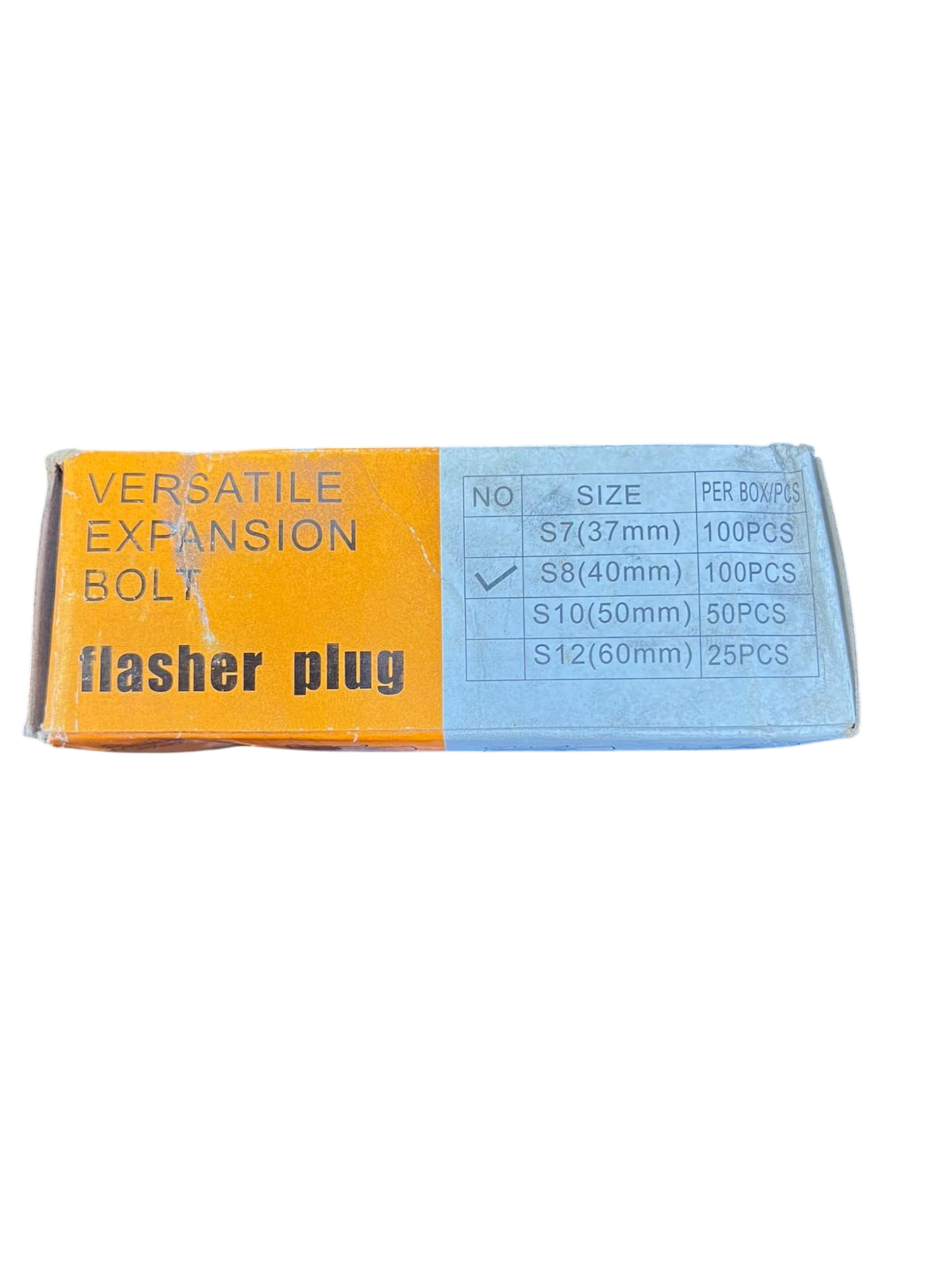 Local construction flasher plug box labeled versatile expansion bolt with size chart and 8mm With Screw 3.6cm x 0.8cm