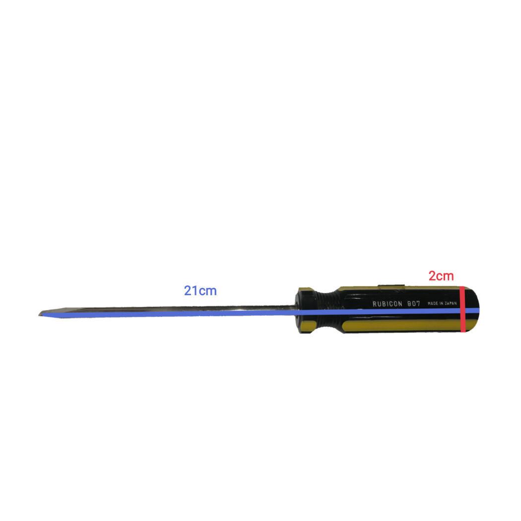 Rubicon Flat Head Screw Driver 907 125mm with black and yellow handle for precise fastening