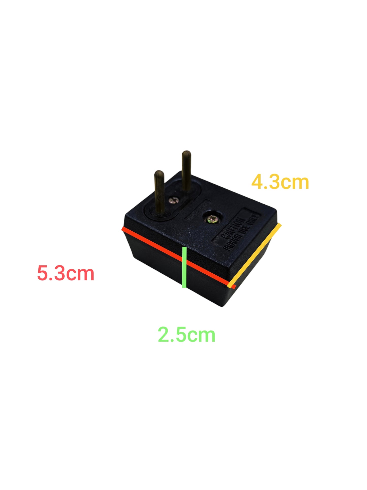 Panasonic Flat Pin Outlet to Round Pin Outlet 10A adapter with compact black design and measurements