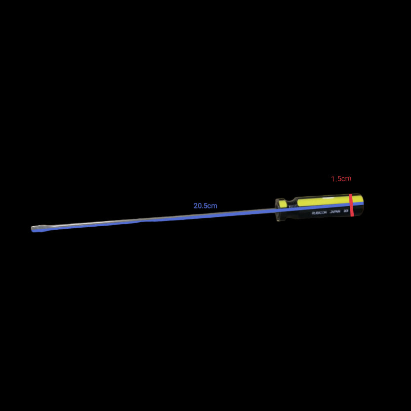 Rubicon Flat Screw Driver 901 150mm with black and yellow handle and flat blade tip