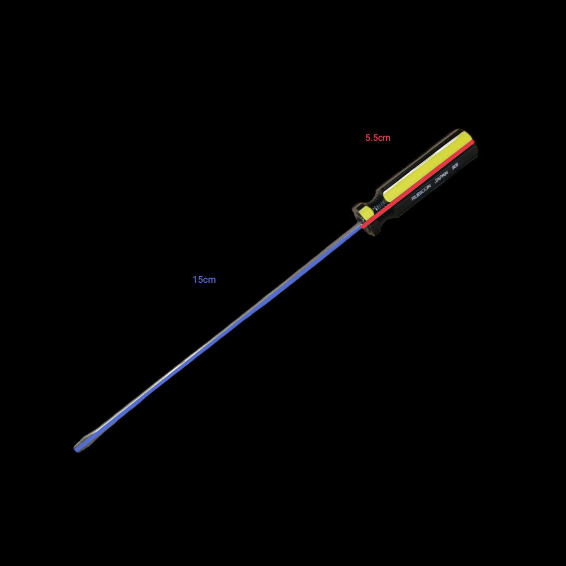 Rubicon Flat Screw Driver 901 150mm with long metal shaft and ergonomic black yellow handle