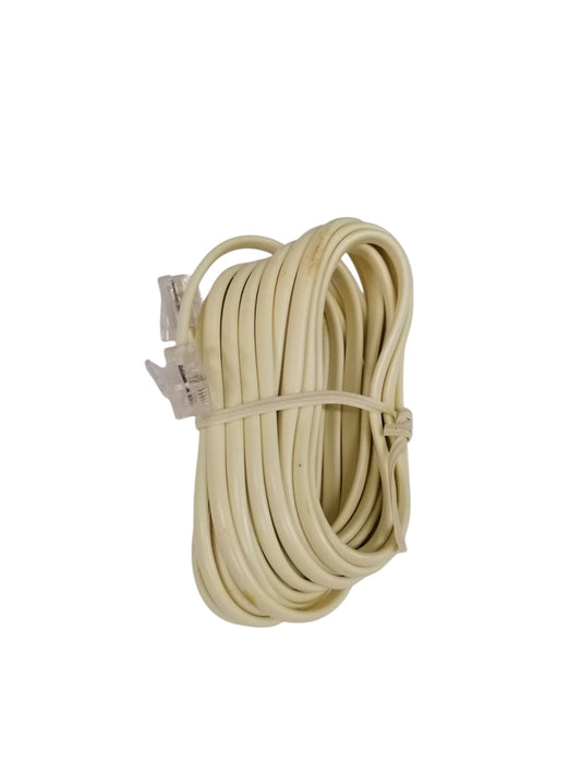 Flat Telephone Line Cord in beige color, ideal for connecting landline phones for clear communication