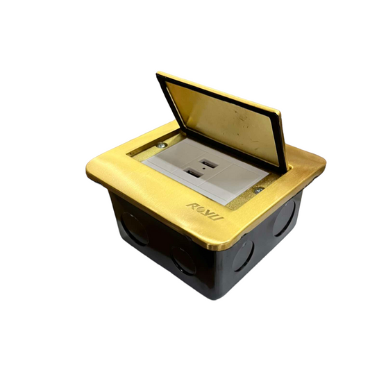 Royu Floor Outlet 2 Port USB Outlet 2100mAh with gold cover and black base power socket