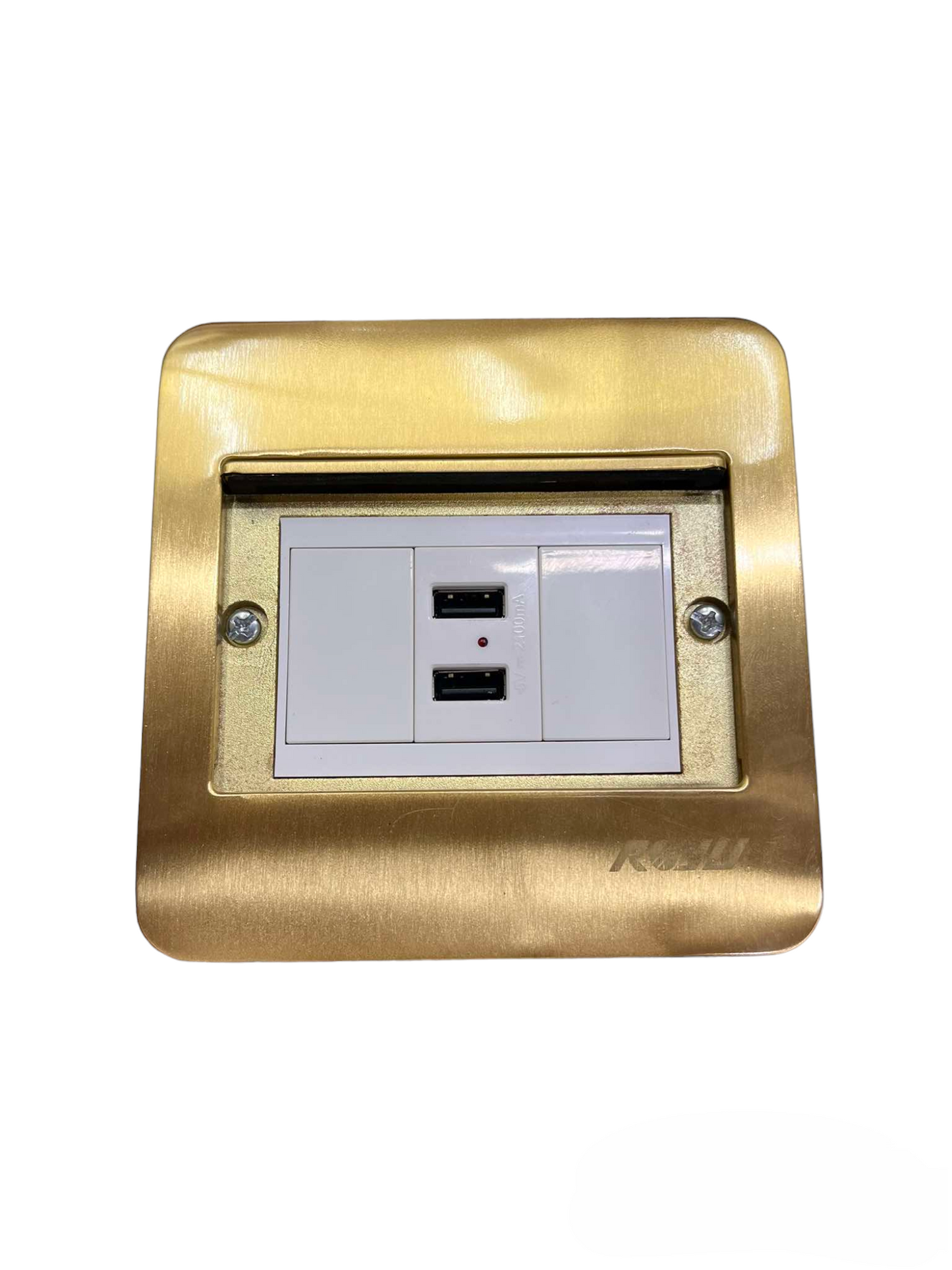Royu Floor Outlet 2 Port USB Outlet 2100mAh with gold finish power point and dual USB ports