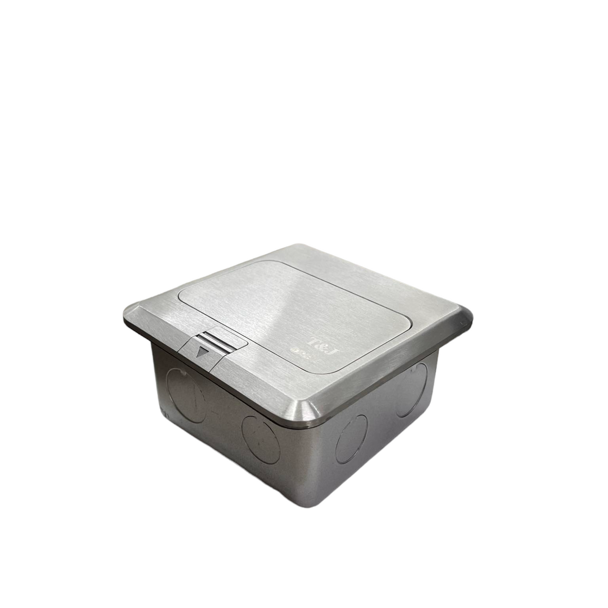 T&J Floor Universal Outlet with USB in stainless steel finish for power and charging