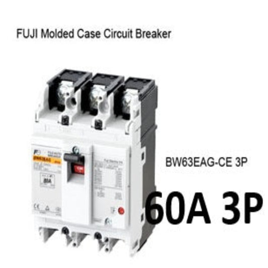 Fuji 3 pole industrial circuit breaker 60 amp with molded case design for reliable current protection