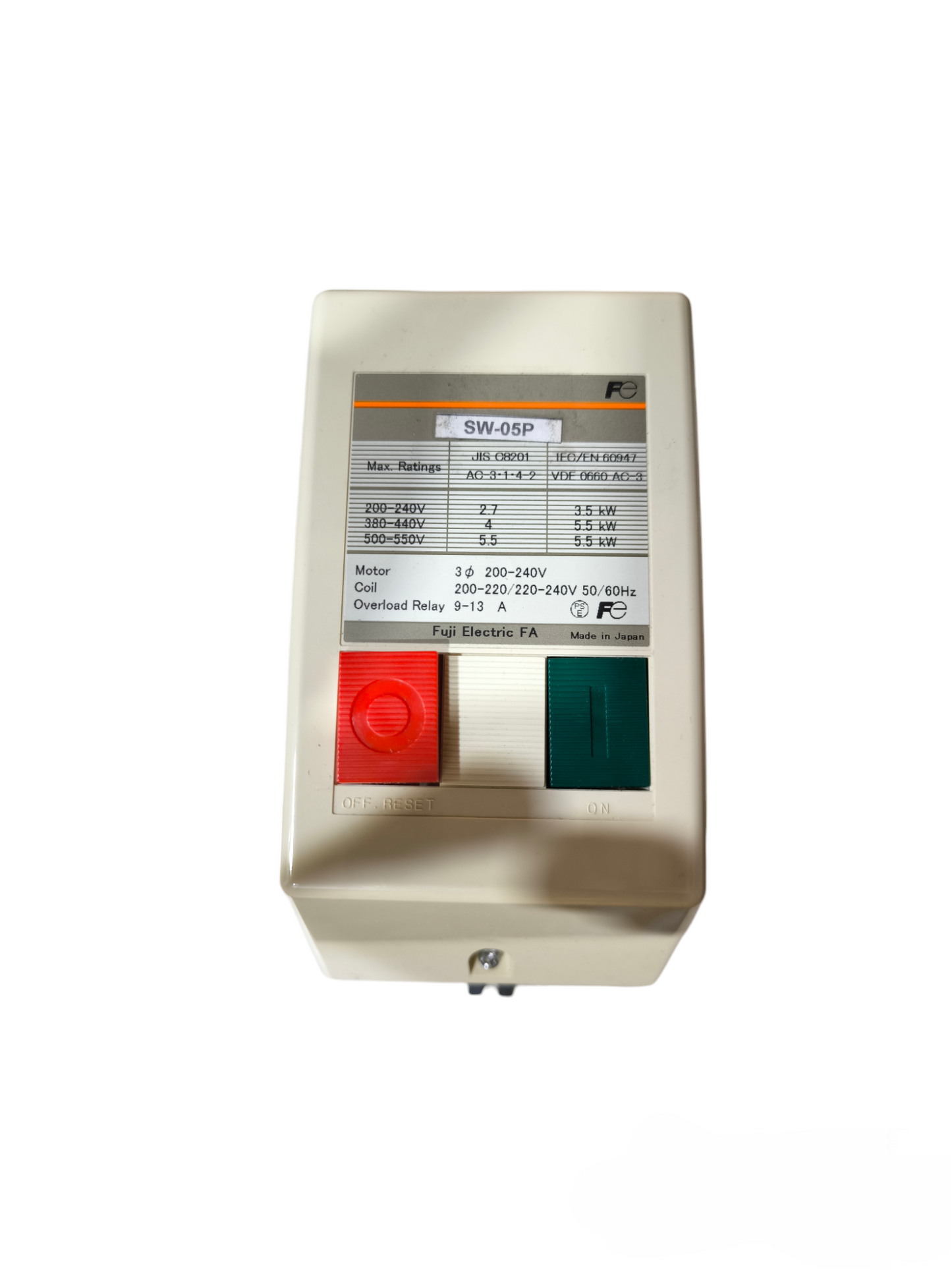 Fuji Magnetic Starter 3 Phase 220V power switch with red and green buttons for control