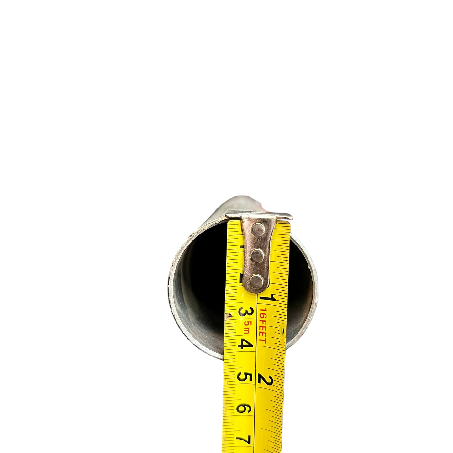 Mayer 2" RSC Pipe 2 Inches x 10 Feet or 63mm galvanized steel pipe with tape measure showing diameter