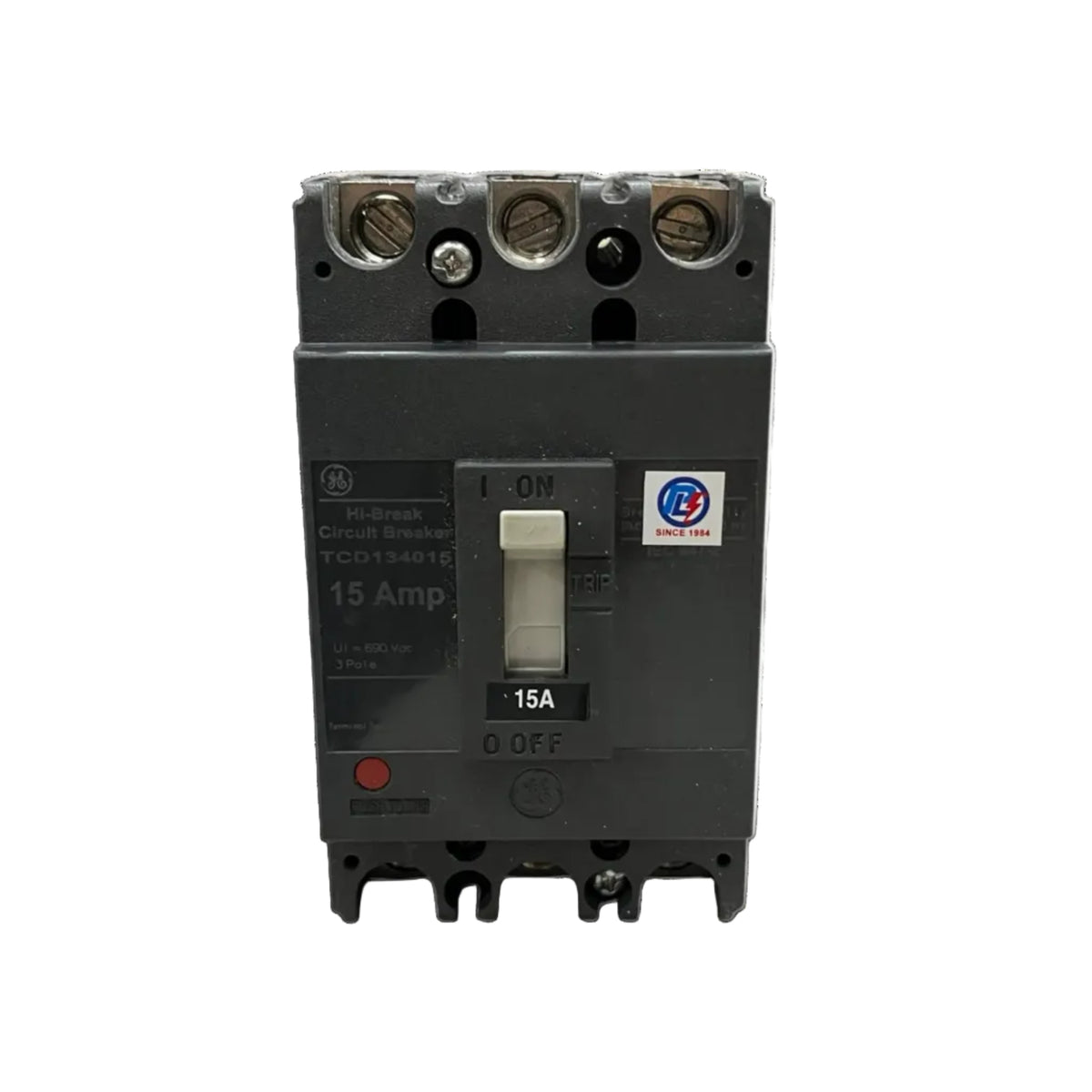 GE 15A 3Pole Industrial Circuit Breaker 220V with toggle switch and screw terminals