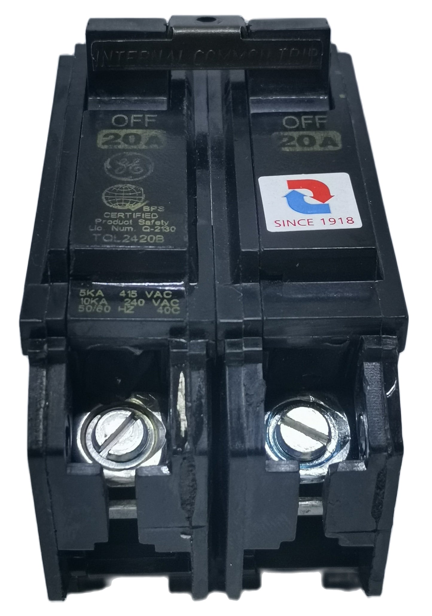GE 20A 2P Plug in 20A 2P Circuit Breakers black dual switches electrical component