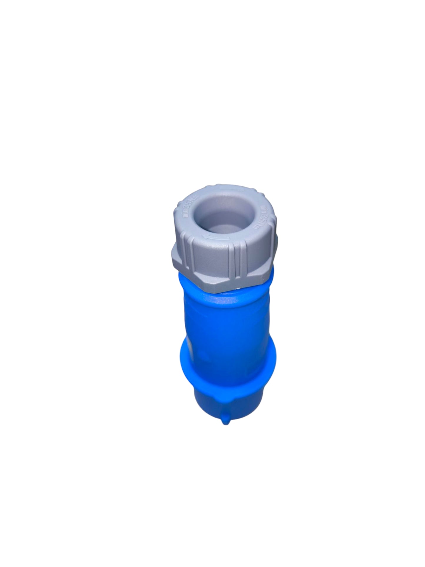 Grippes 16A weatherproof industrial plug connector in blue and gray for heavy-duty electrical connections