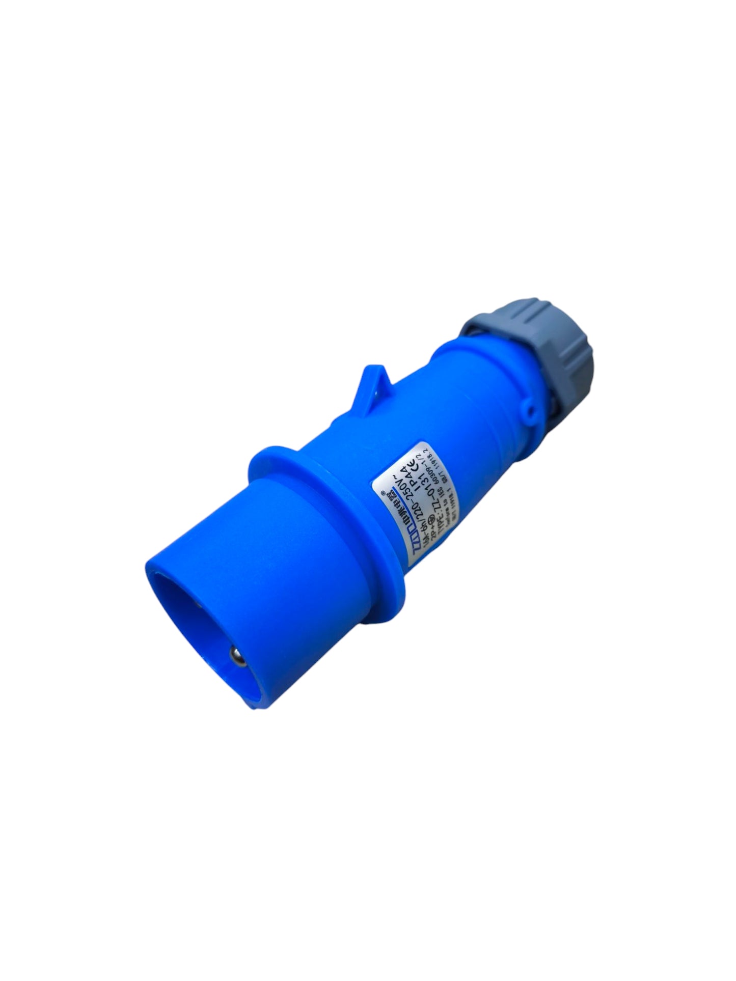 Grippes 16A weatherproof industrial plug connector in blue for durable electrical connections