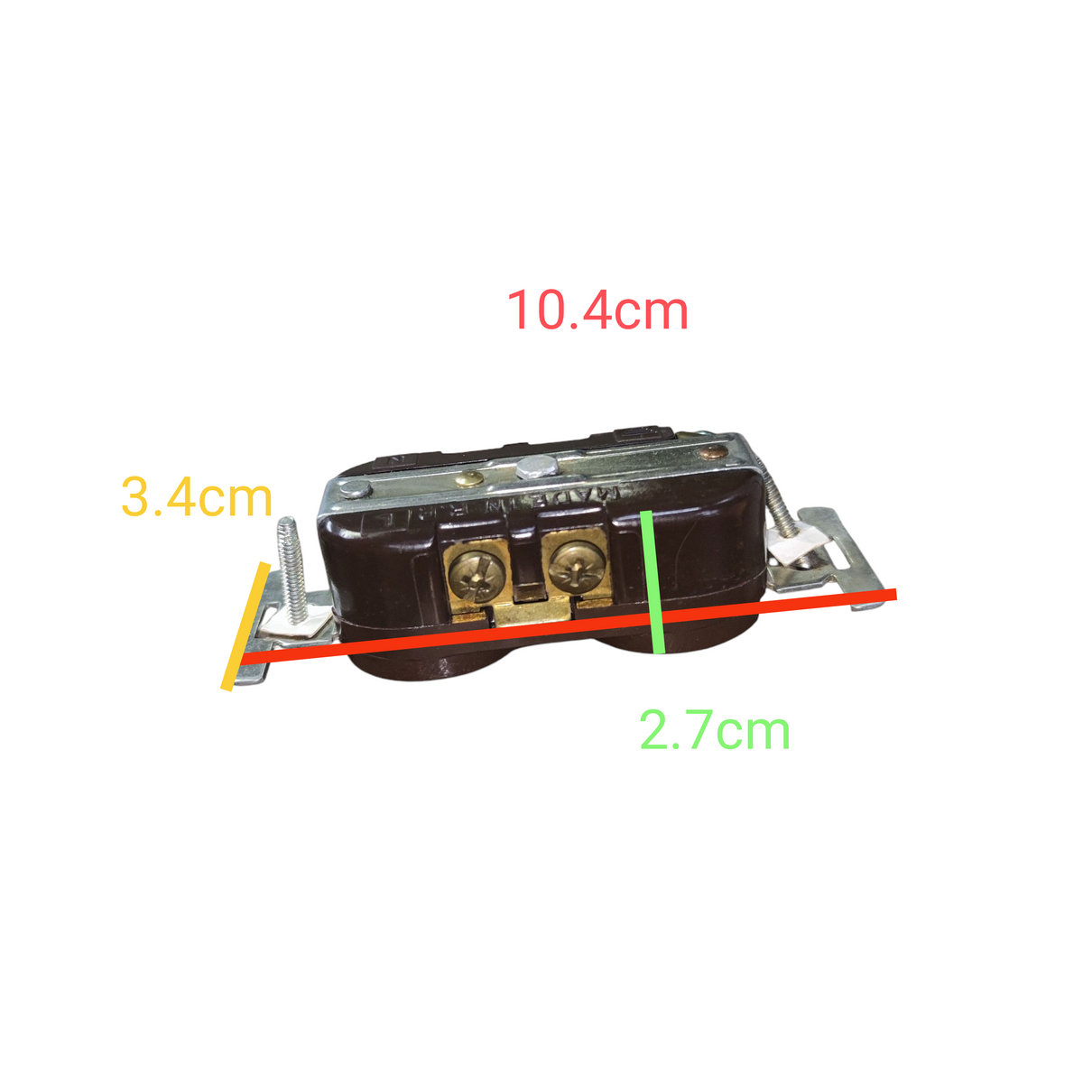 Eagle 2 Gang Flat Pin with Ground 15A power point showing backside with mounting screws and terminals