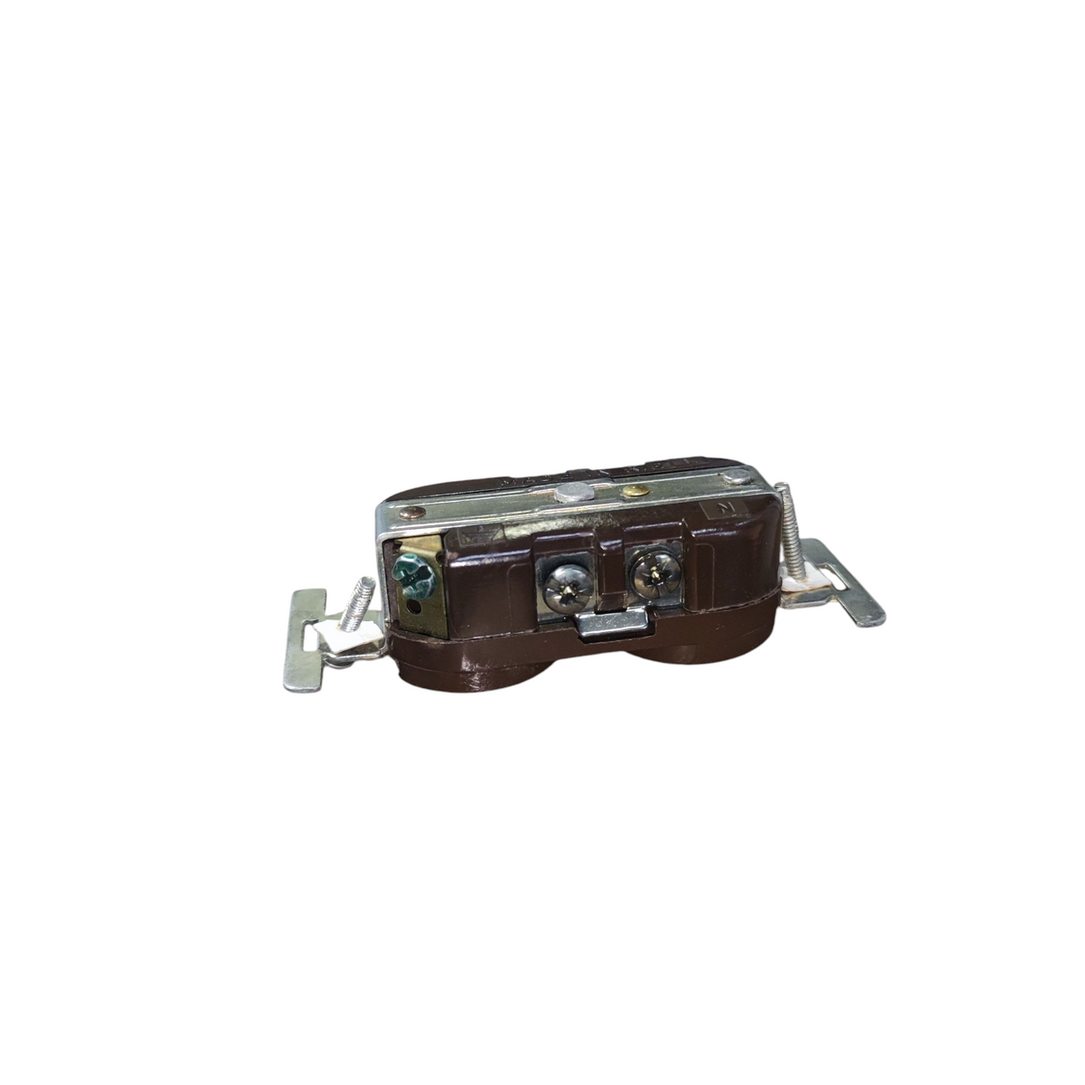 Eagle 2 Gang Flat Pin with Ground 15A electrical power point switch component in brown