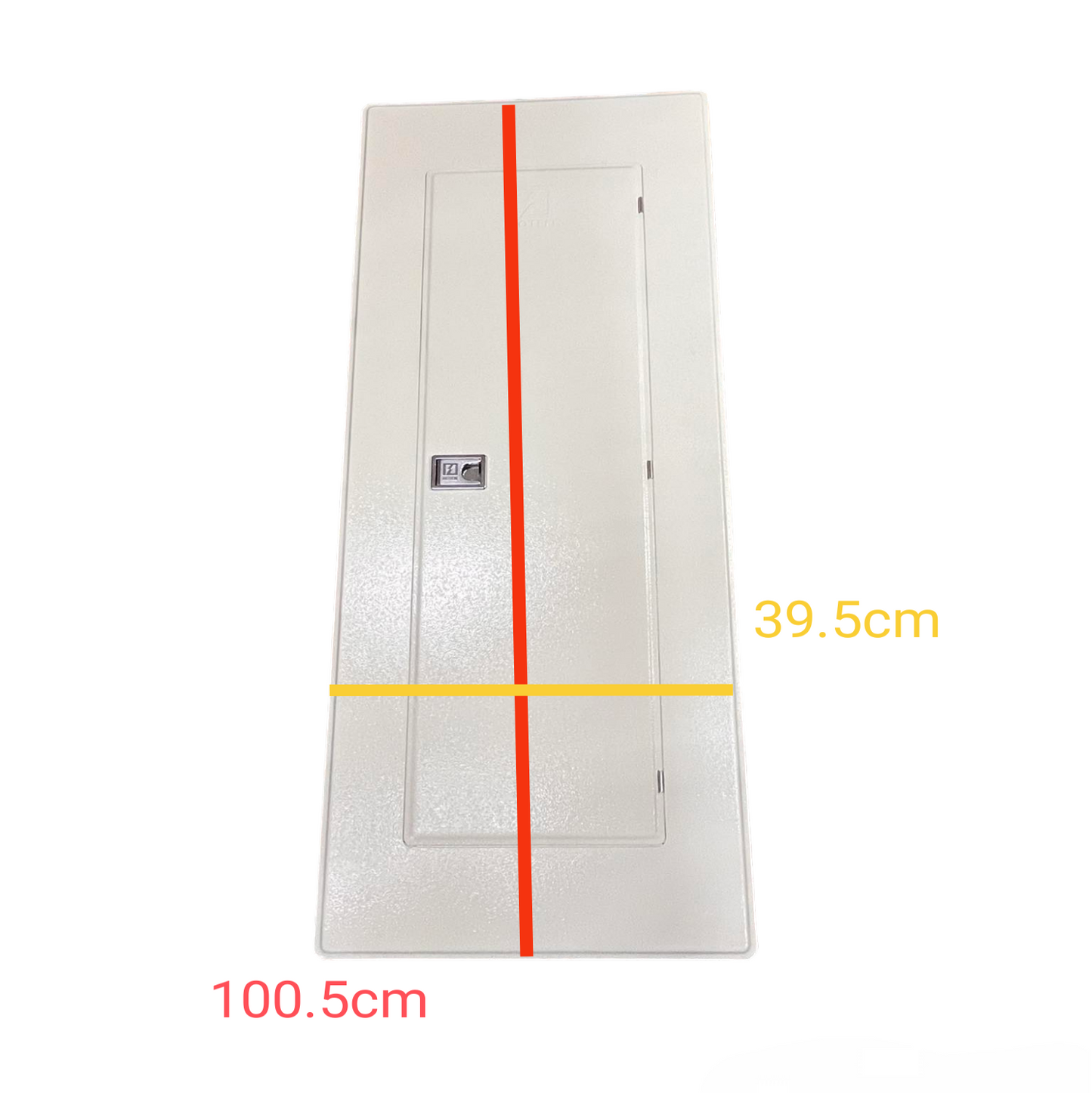 Koten white metal distribution door showing measurements 100.5cm x 39.5cm 20 Branches Panel Bolt-on 2P 175A .