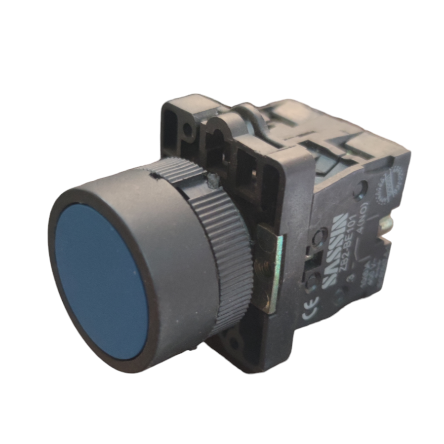 Sassin 22mm Push Button Switch 1NO 1NC for door chimes and bells with black round button design