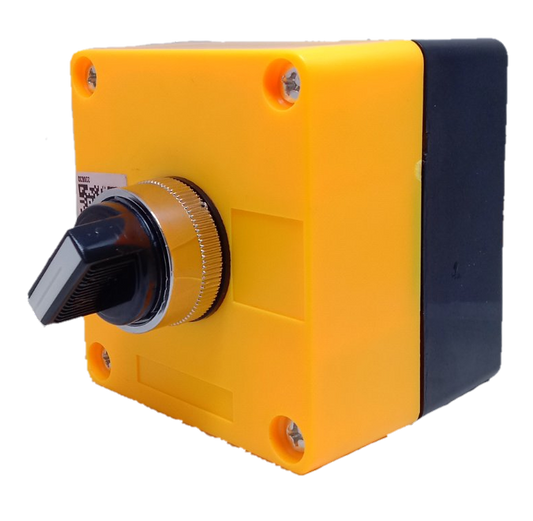 Auspicious 3 position selector switch 22mm with yellow and black casing for power control