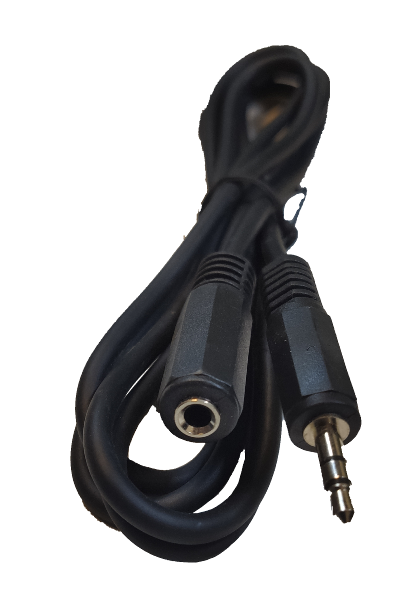 Electx Electrical Supply black 3.5mm headphone extension cable with male and female connectors