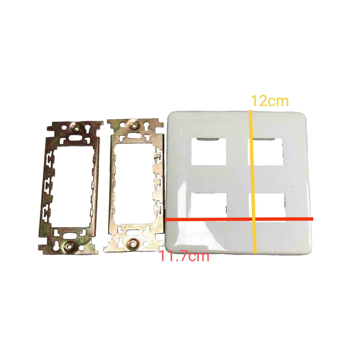 Kopez 4 gang face plate for electrical switches white with metal mounting brackets