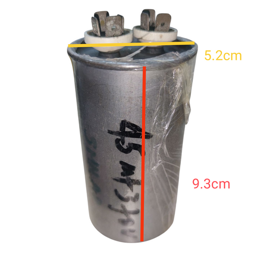 Aerovox 45MFD 370VAC capacitor electrical component with metal casing and terminal connectors