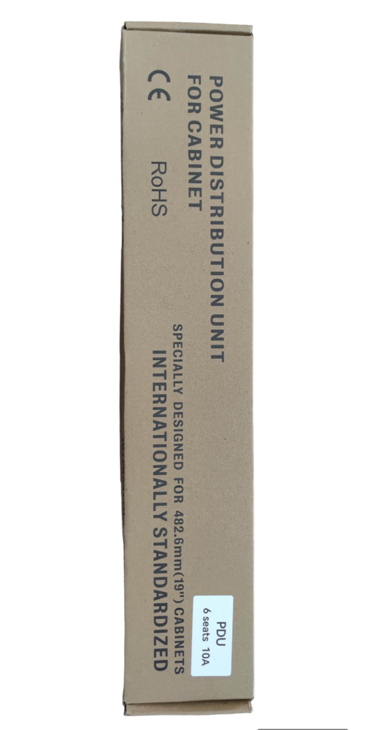 Grippes 6 gang power distribution unit in cardboard packaging for cabinet use with international standards