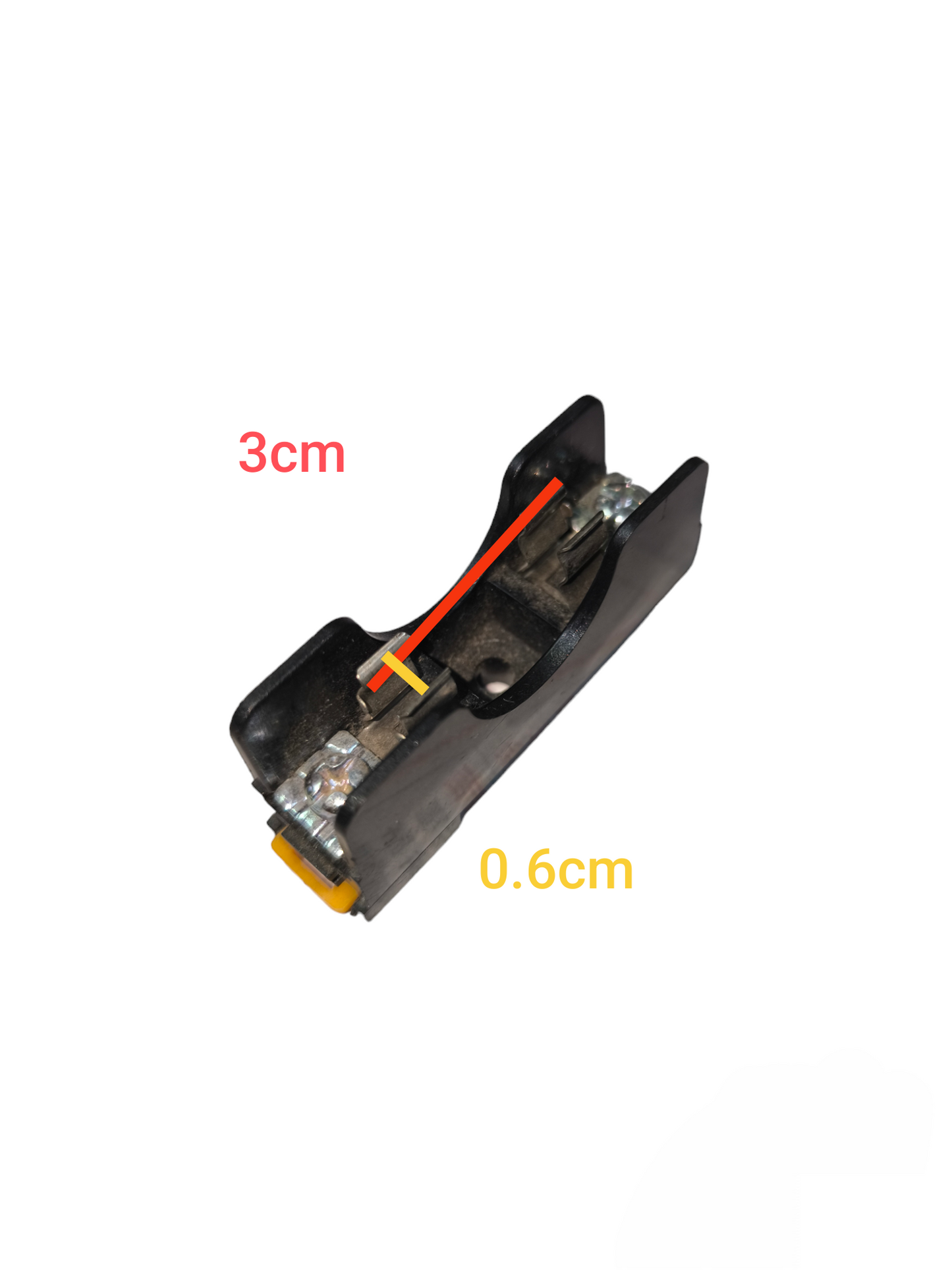 6x30mm din rail fuse holder in black with metal contacts for electrical circuitry parts