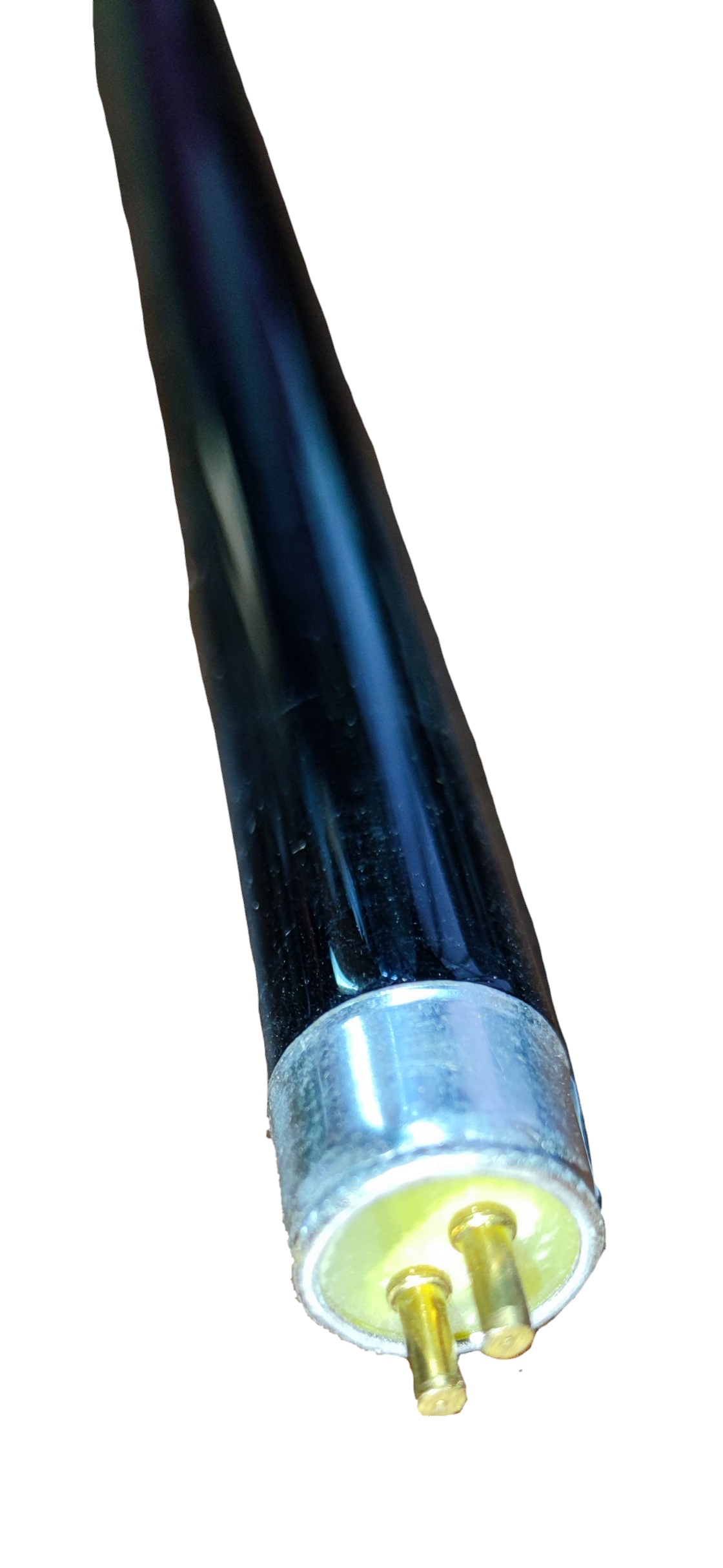 8W T5 black light bulb with metallic base and two pins for lighting applications