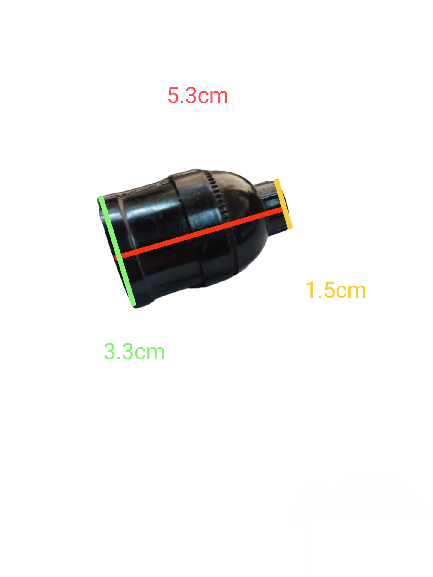 Taiyou E27 5A 220V Keyless Socket black lighting accessory with compact design and measurements