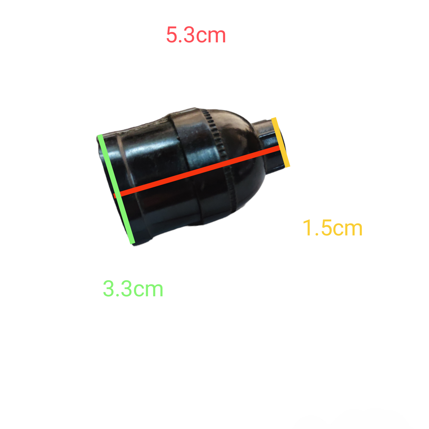 Taiyou E27 5A 220V Keyless Socket black lighting accessory with compact design and measurements