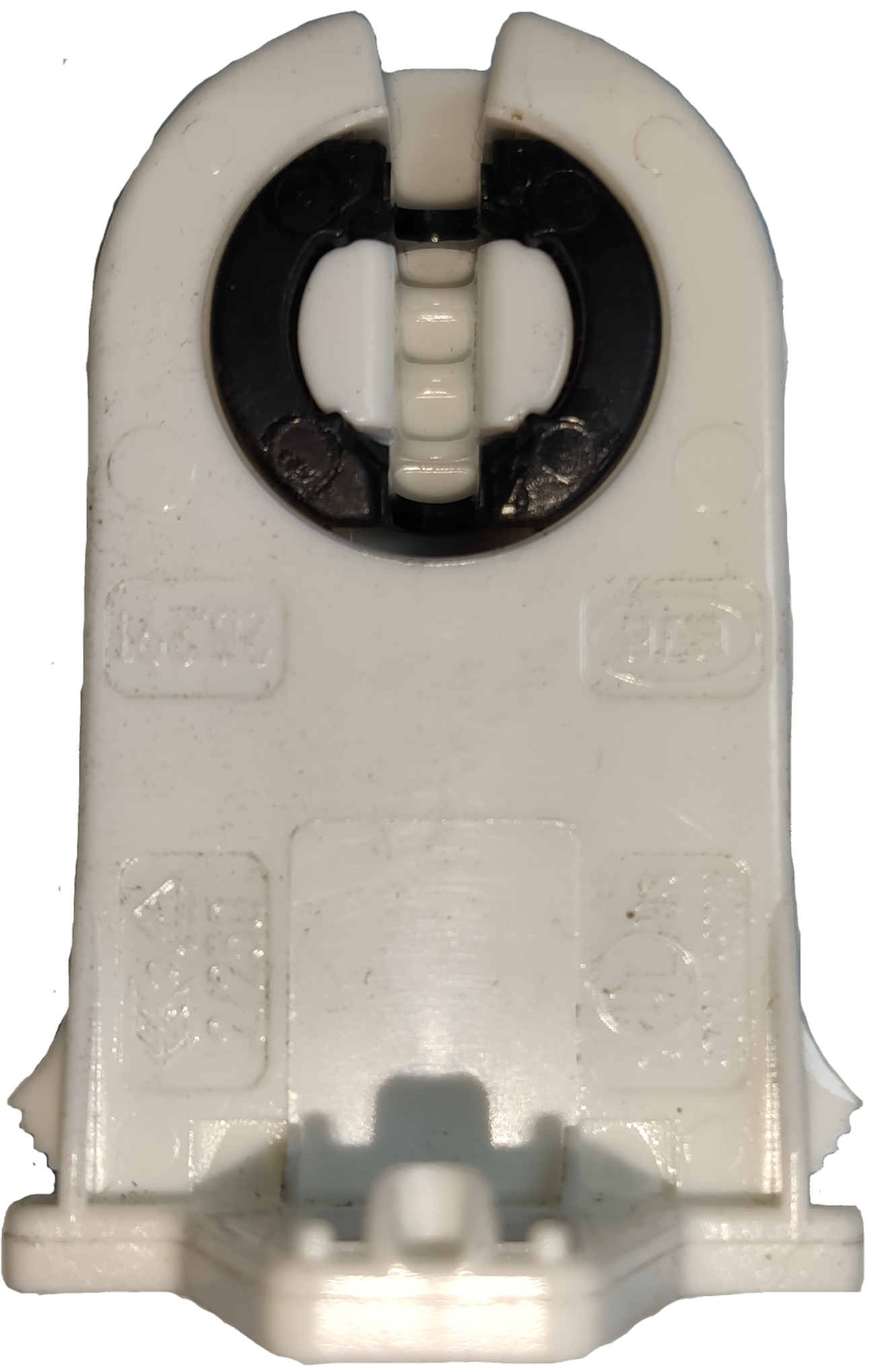 BJB Fluorescent Holder T-8 white plastic lighting installation accessory close-up