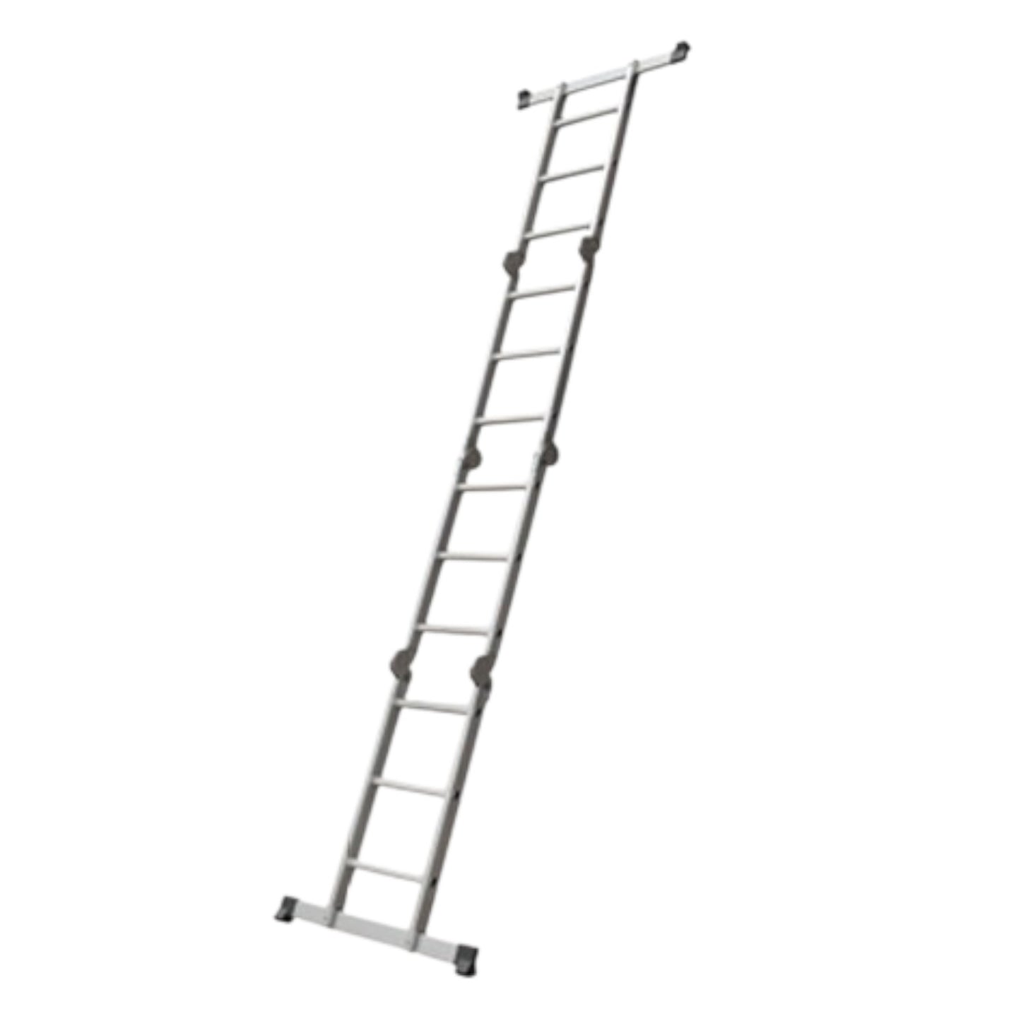 Butterfly foldable multi-purpose ladder 4x4 aluminum extension ladder extended with stabilizer bar and rubber feet