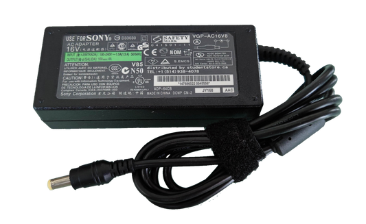 Sony laptop power supply AC adapter with 16V output and attached power cord