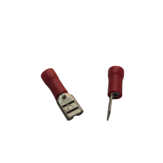 Lugs Male and Female 0.30mm to 1.25mm electrical connectors with red insulation for secure wiring