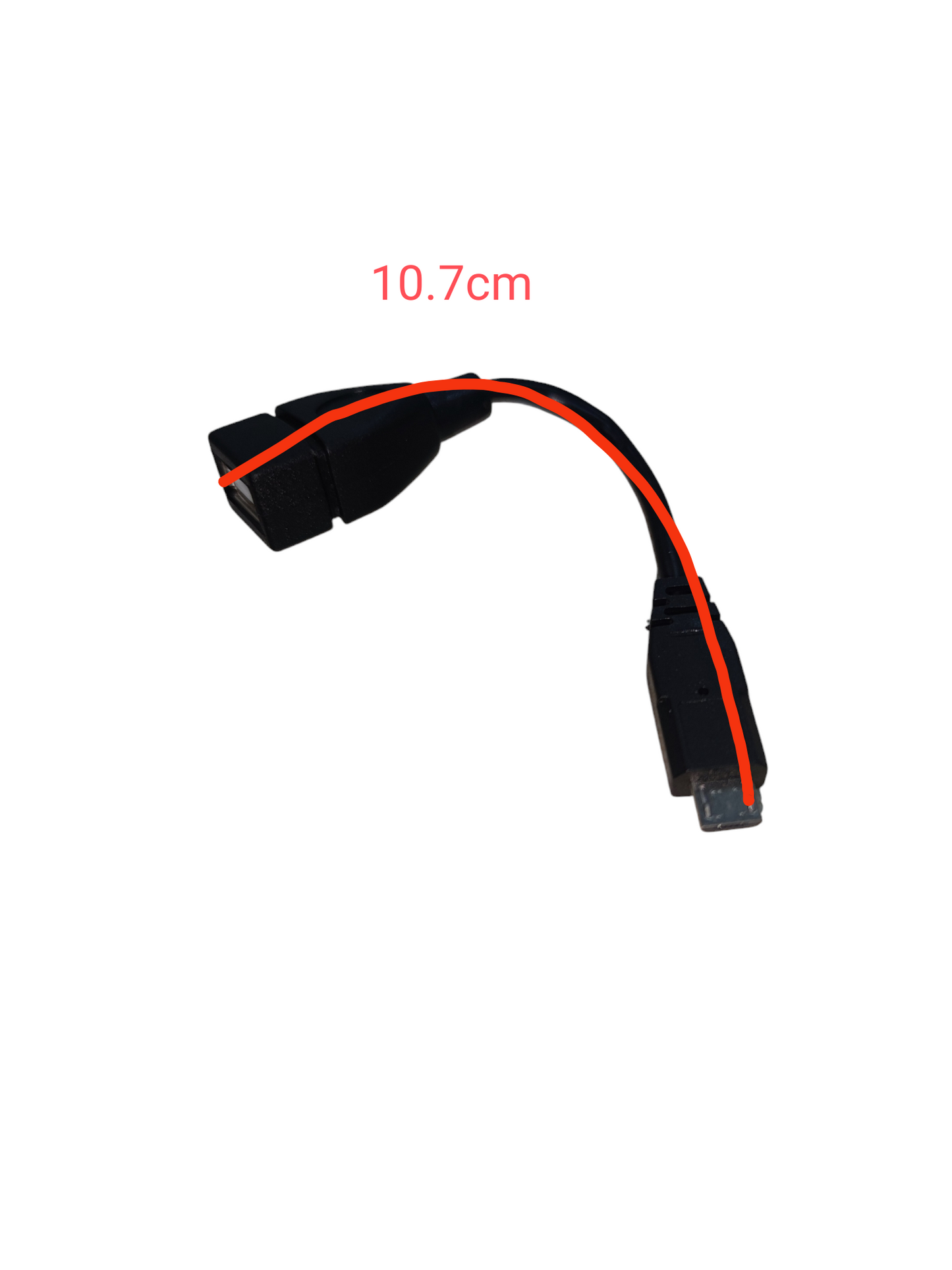 Black Micro USB to USB Adaptor with short flexible cable measuring 10.7 cm from China
