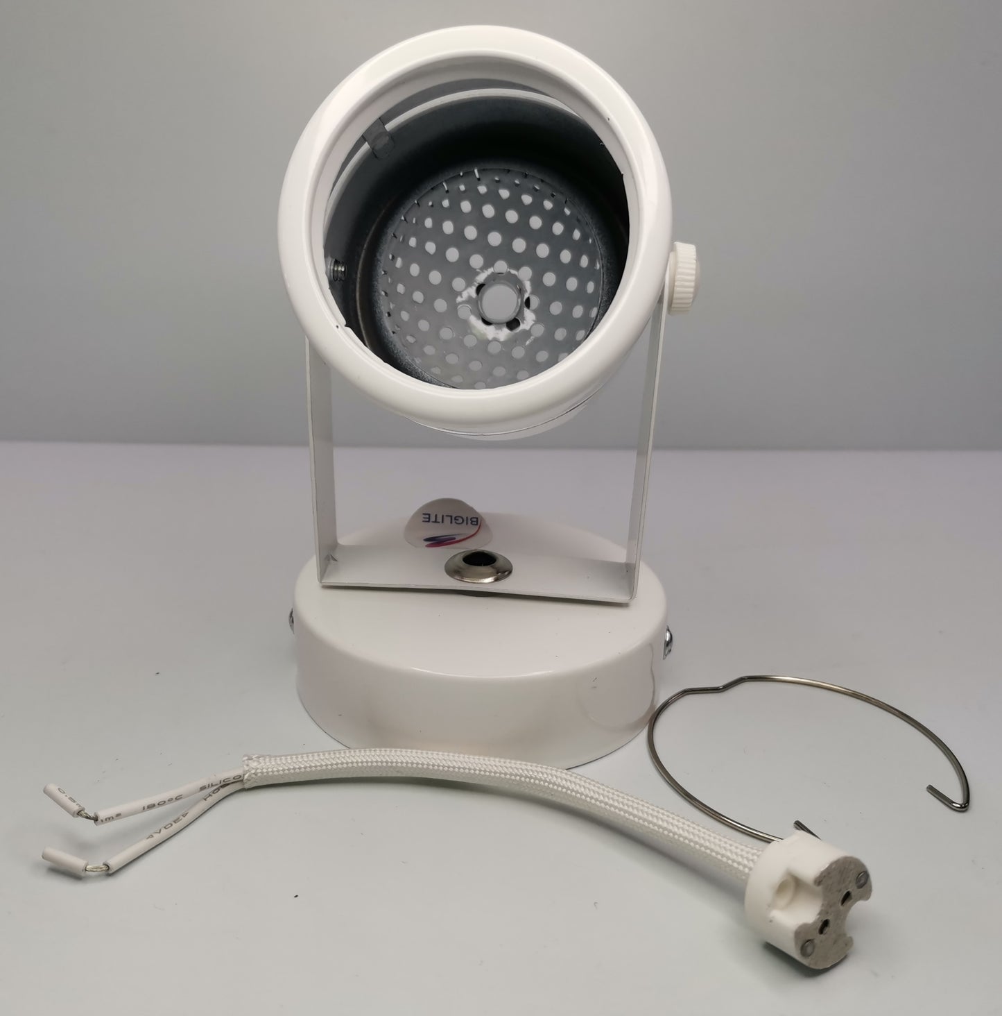 Biglite white MR16 spotlight holder ceiling light with wiring and metal clip for installation