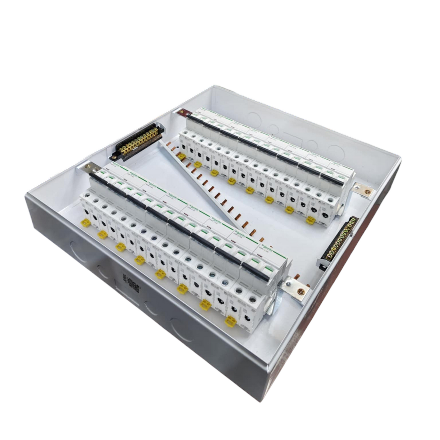 Schneider and ZY Panel Board 63A 2 Pole Main Miniature electrical circuitry and parts with multiple switches