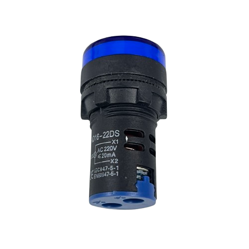 Denko Pilot Light 220v BLUE 22mm panel mount blue indicator lamp with 22mm threaded housing
