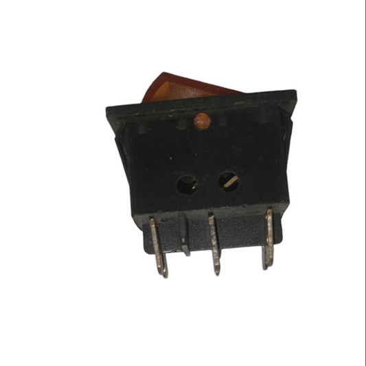 Grippes Rocker Switch Illuminated with black plastic body and three metal prongs for electrical connections