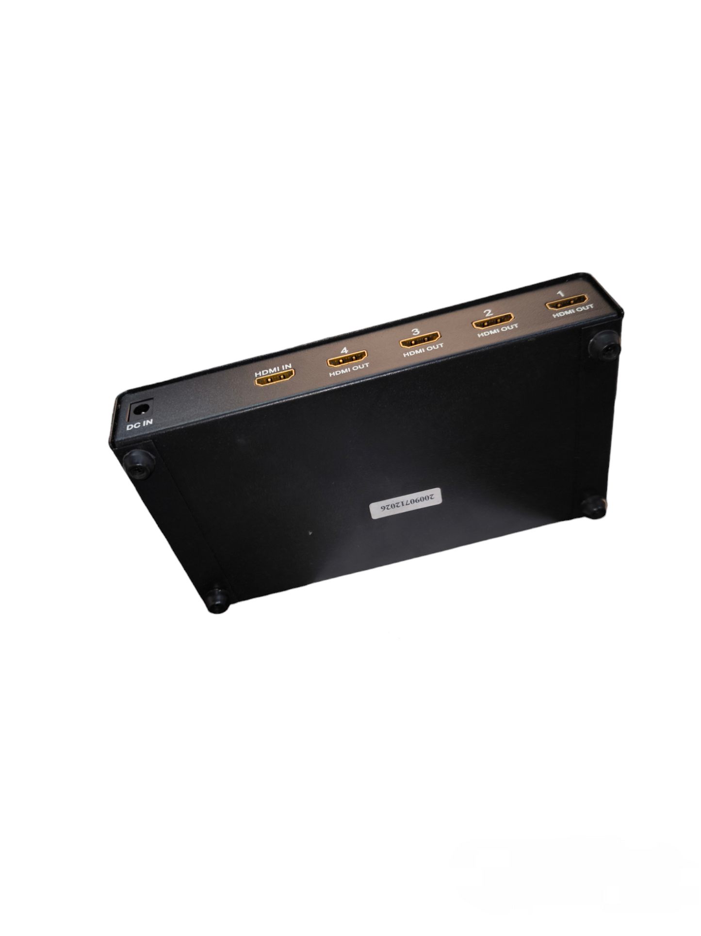 Grippes Splitter 1x4 Version 1.3 220V black HDMI splitter with four output ports for signal distribution